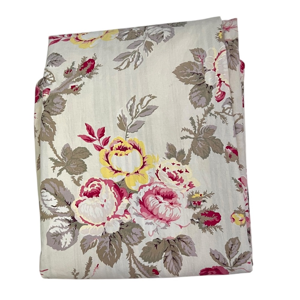 Pottery Barn Duvet Cover Cabbage Roses Stripes Reversible Full